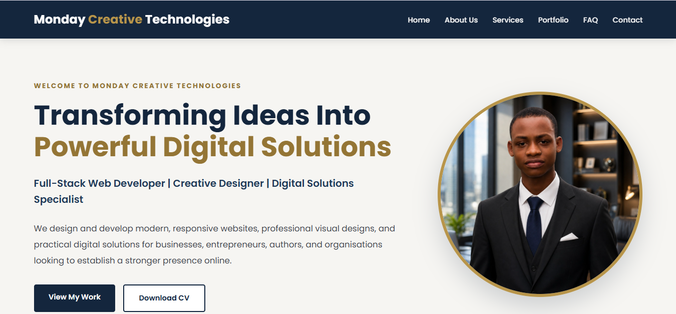 Website project created by Monday Creative Technologies